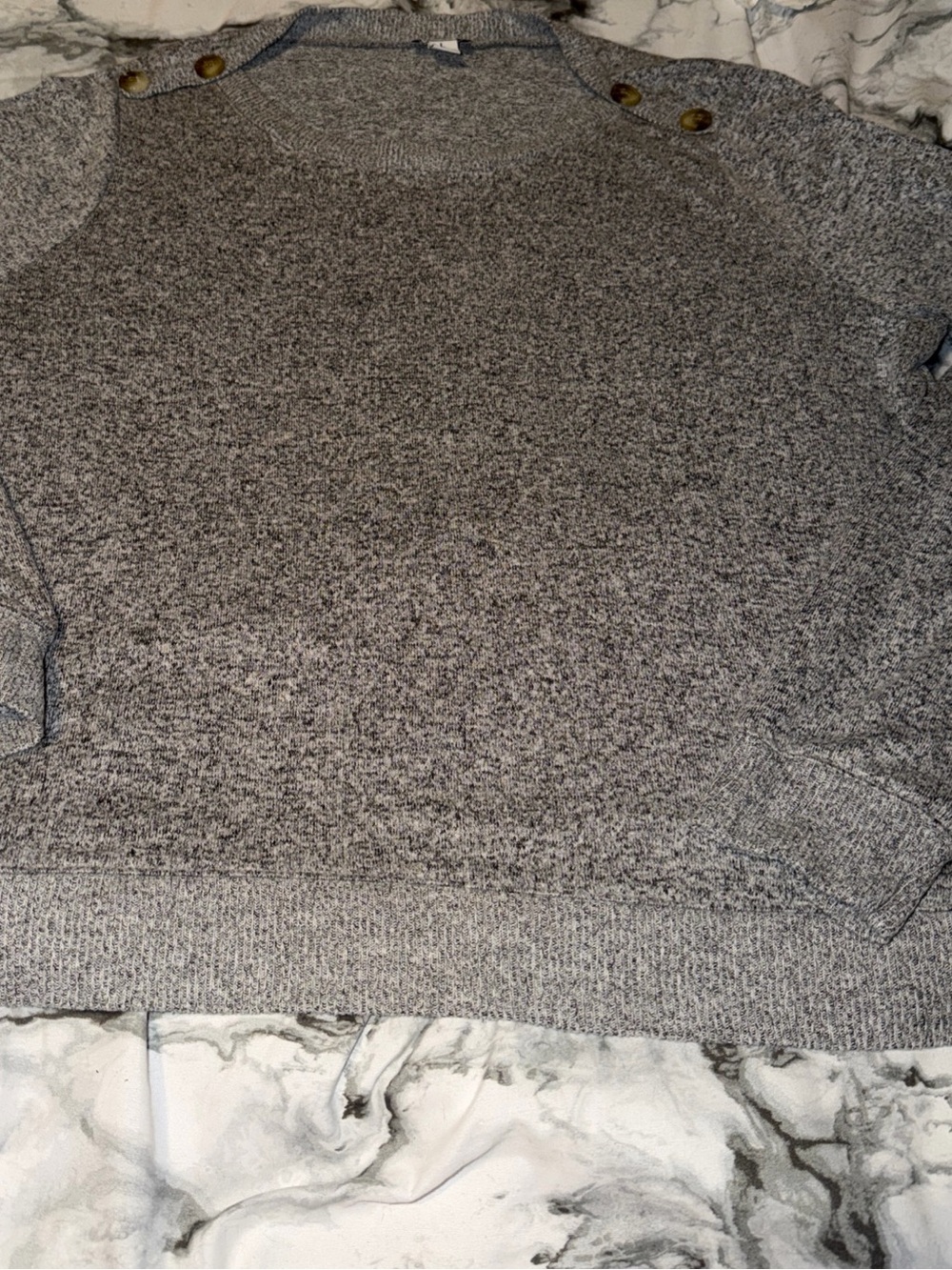 J. Crew Gray Marled Crewneck Sweater with Shoulder Buttons